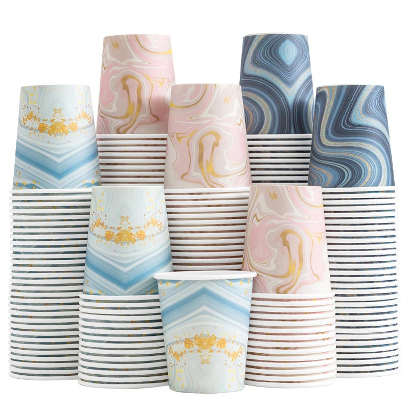 BYSNOW 300 Pack 3 oz Paper Cups, Disposable Bathroom Cups, Small Mouthwash Cups, Mini Paper Cups for Bathroom(Mixed Colors), 300pack-Cyan&Blue&Pink - Image 1