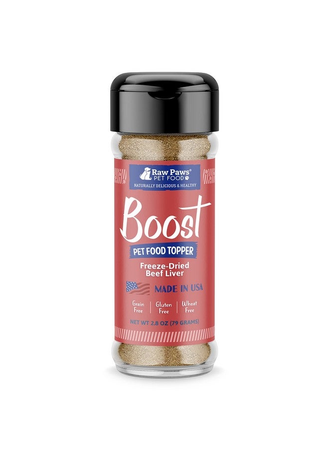 Raw Paws Boost Pet Food Topper Freeze-Dried Beef Liver, 3.2-oz, Made in USA, Dog Food Toppers for Picky Eaters, Cat Gravy Dog Gravy Topper for Dry Food, Beef Liver Sprinkles for Dogs, Cat Food Toppers - Image 1