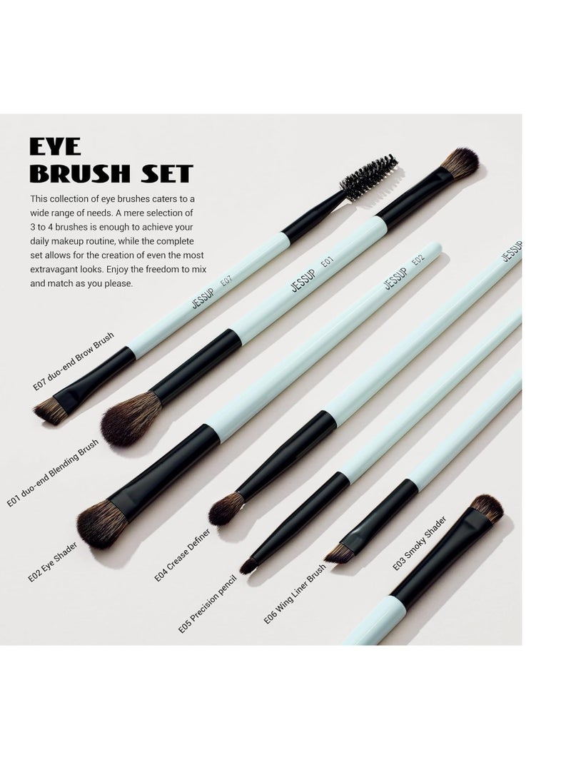 Jessup Jessup Makeup Brushes Set 10pcs, Double Sided Foundation Contour Blush Highlight Blending Eyebrow Brush Eyeshadow Eyeliner Concealer Brush, Bright Cyan Cruelty Free Cosmetic Tools T500  - Image 3