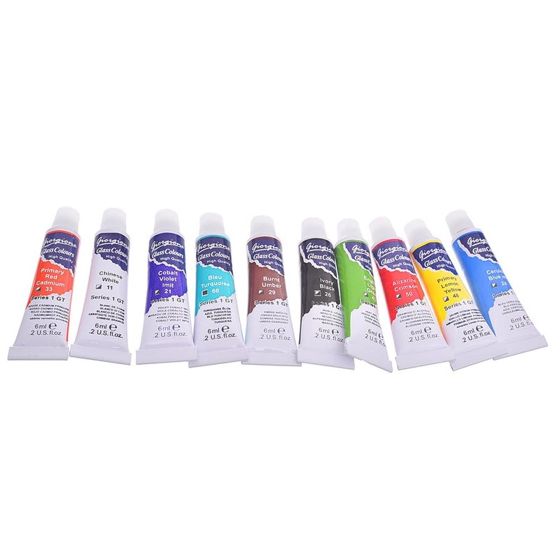 Giorgione G-1167 Non-Toxic Fabric Colour With Paint Brush Set Of 10 Tube 6ml - Multi Color