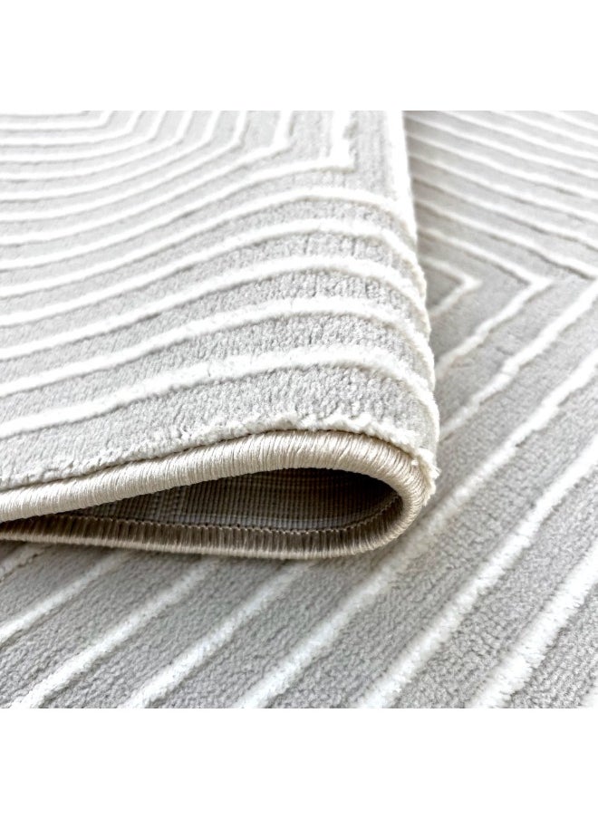 HANDPICKED FURNITURE Handpicked Furniture Neutral Cream Rug, Ultra Soft Area Carpets For Bed Room, Living Room, And Dining Room, Anti Slip Floor Carpets, Easy To Clean, Made In Turkey, Rectangle  - Image 3