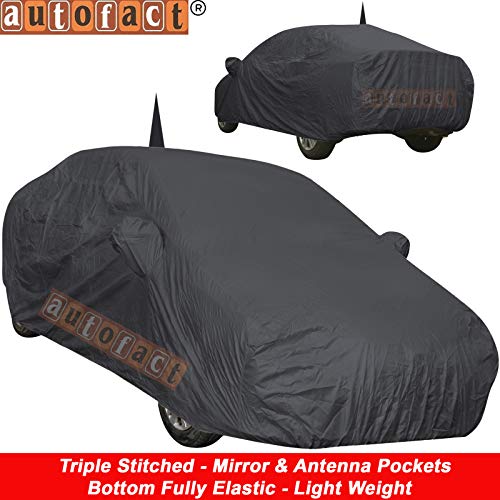 Autofact Car Body Cover for Hyundai Grand I10 with Mirror and Antenna Pocket (Light Weight, Triple Stitched, Heavy Buckle, Bottom Fully Elastic, Grey) - Image 2