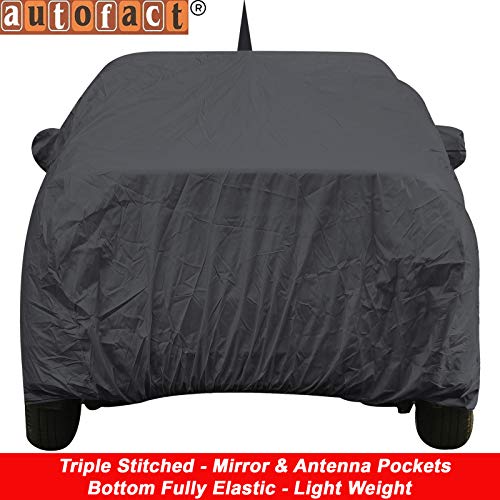 Autofact Car Body Cover for Hyundai Grand I10 with Mirror and Antenna Pocket (Light Weight, Triple Stitched, Heavy Buckle, Bottom Fully Elastic, Grey) - Image 3