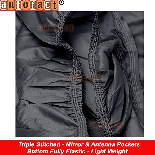 Autofact Car Body Cover for Hyundai Grand I10 with Mirror and Antenna Pocket (Light Weight, Triple Stitched, Heavy Buckle, Bottom Fully Elastic, Grey) - Image 4