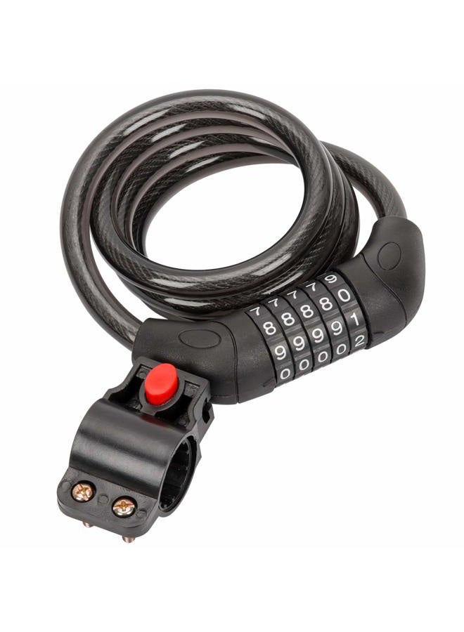 Emoly Bike Lock Cable, High Security 5 Digit Resettable Combination Coiling Bike Cable Lock,Bicycle Cable Lock for Bicycle,Mountain Bike, Scooter Outdoors, 4 Feet x 1.2M, Black - Image 1