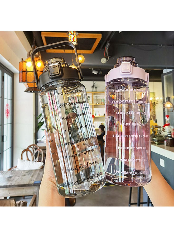 Arabest - 2L Large Capacity Water Bottle, Portable Plastic Water Bottle, Sports Water Bottle, With a Pop-Up Lid and Time Mark Reminder Cream Cup, Used for Outdoor Sports and Fitness-Purple - Image 1
