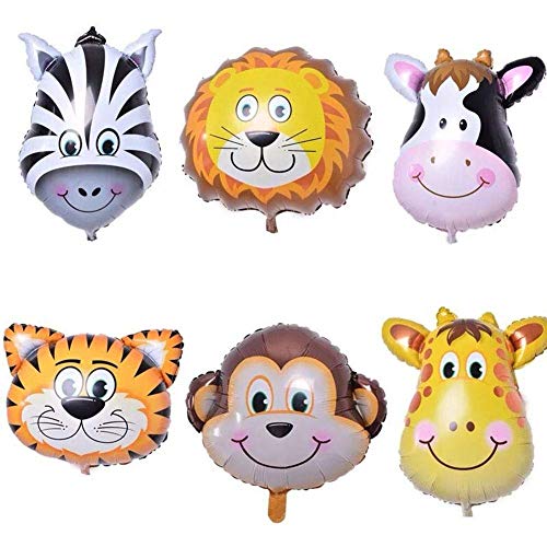 Krisah Animal Jungle Theme Foil Balloons Multi Color Medium SIZE Pack of 6 pcs - Image 1
