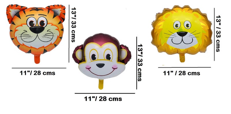 Krisah Animal Jungle Theme Foil Balloons Multi Color Medium SIZE Pack of 6 pcs - Image 3