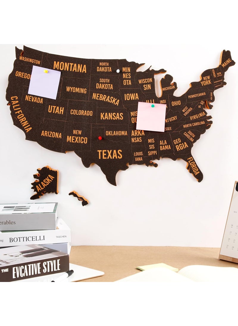 Queekay Queekay Jumbo USA Travel Map 24 x 17 x 06 Inch USA Map Cork Board with 10 Push Pins 1 Roll PE Sponge Double Sided Adhesive US Map for Home Office Classroom Decor Tracing Past and Future Travels  - Image 4
