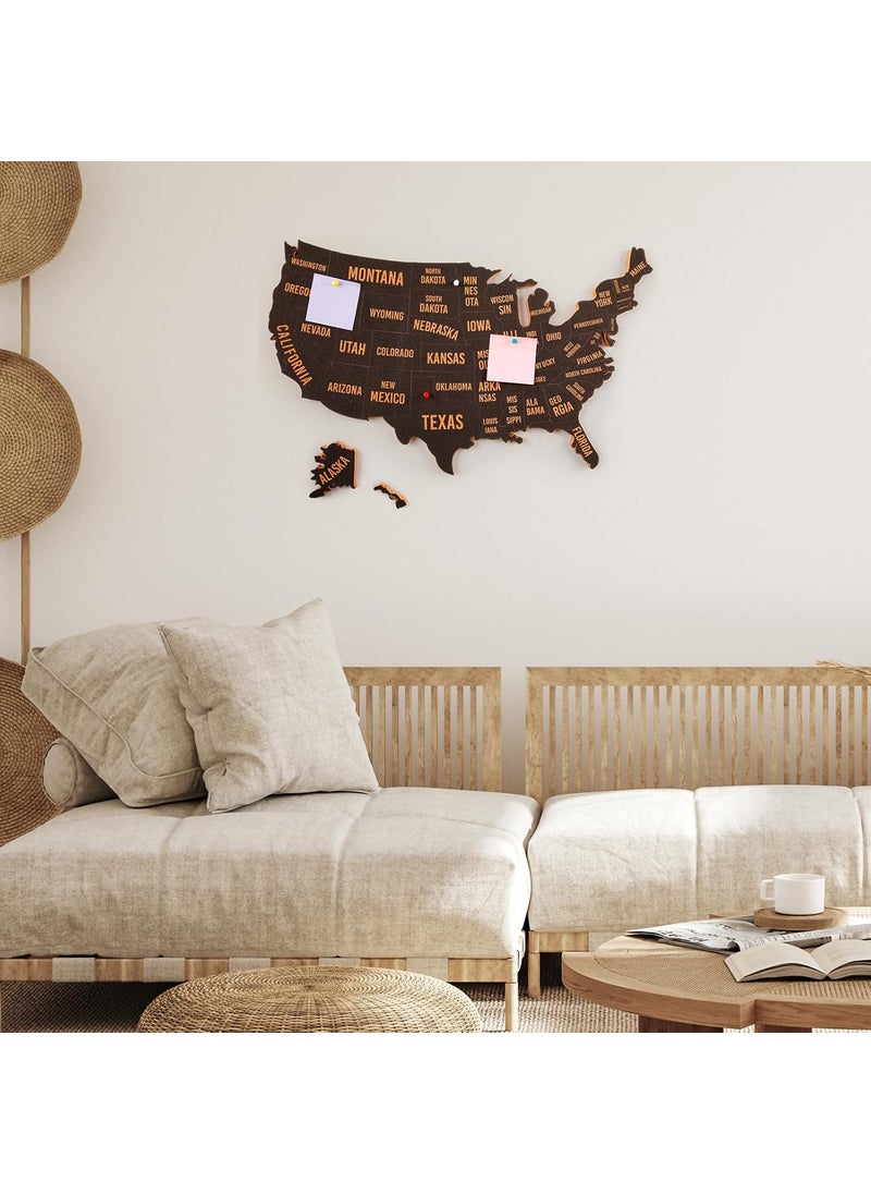 Queekay Queekay Jumbo USA Travel Map 24 x 17 x 06 Inch USA Map Cork Board with 10 Push Pins 1 Roll PE Sponge Double Sided Adhesive US Map for Home Office Classroom Decor Tracing Past and Future Travels  - Image 5