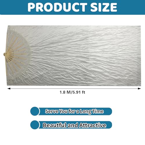 WEISIPU Hand-Made Faux Silk Belly Dance Fan Veils - Bamboo Long Fans Veils Available in 8 Stunning Colors for Dance Performances Right Hand(White) - Image 5