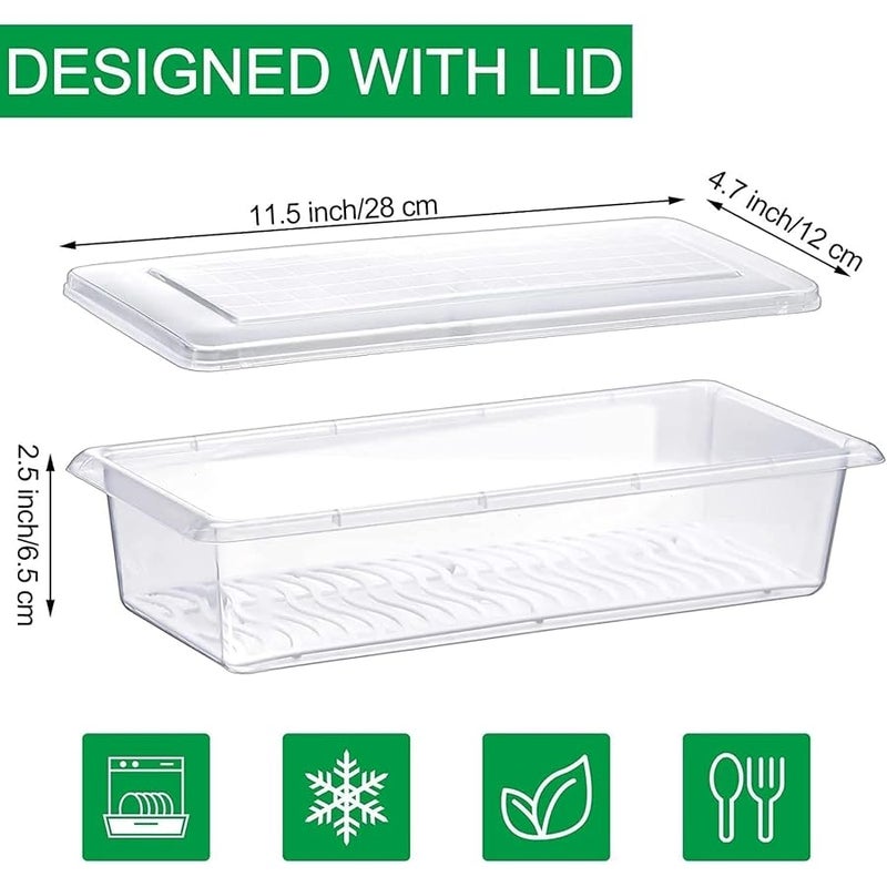 HOME ZONE Pack of 4 - Fridge Storage Boxes With Removable Drain Plate And Lid Stackable Fridge Storage Containers Plastic Freezer Storage Containers For Fish, Vegetables, Fruits - Image 4