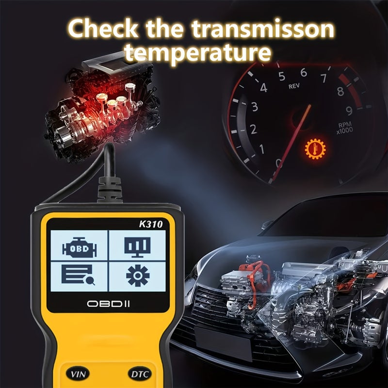 K310 OBD2 Code Reader, Automotive Engine Fault Diagnosis Scanner Plug and Play Obd2 Automatic Code Reader, Quick Diagnosis, Suitable for All Cars Since 1996, vibrant yellow - Image 3