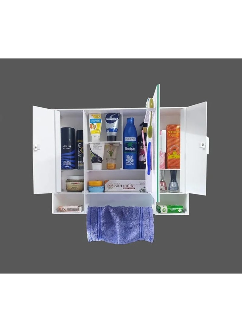 WINACO WINACO Diplomat Rich Look Off White Acrylic Three Door 20 x 4 x 16 Inches Bathroom Cabinet with Mirror  - Image 4