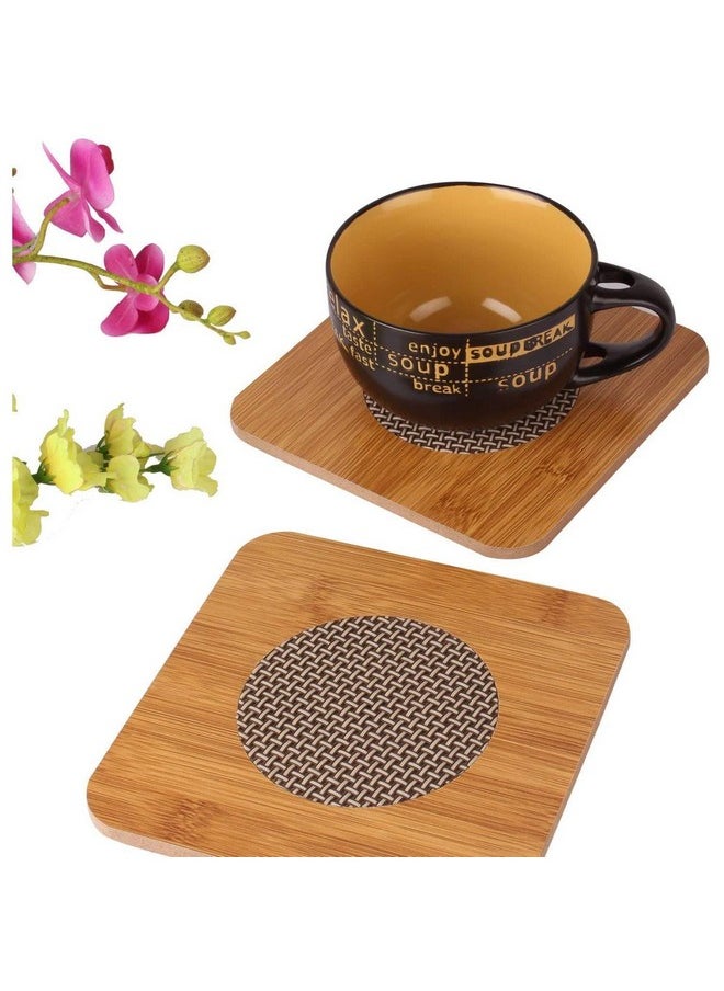 Prostuff.in Prostuff.in® Heat Resistant 6 Pcs Square Wooden Coasters with Stand for Table Mats Dining Table Hot Coffee Bowl Tea Cup Pan Pot Heat Pad Placemat Holder for Home Kitchen Dining Table (Size-9 Cm)  - Image 4