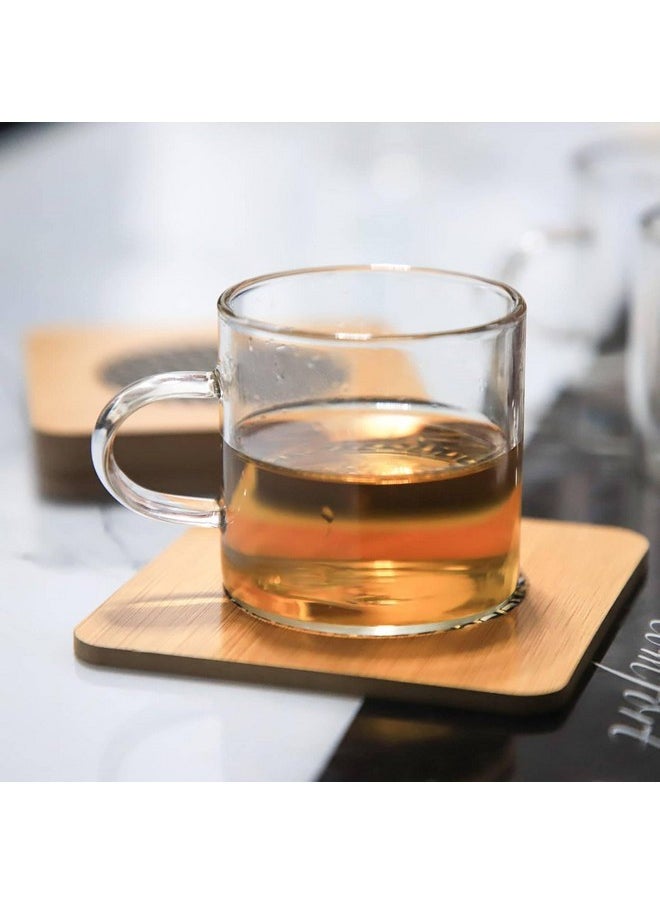 Prostuff.in Prostuff.in® Heat Resistant 6 Pcs Square Wooden Coasters with Stand for Table Mats Dining Table Hot Coffee Bowl Tea Cup Pan Pot Heat Pad Placemat Holder for Home Kitchen Dining Table (Size-9 Cm)  - Image 2