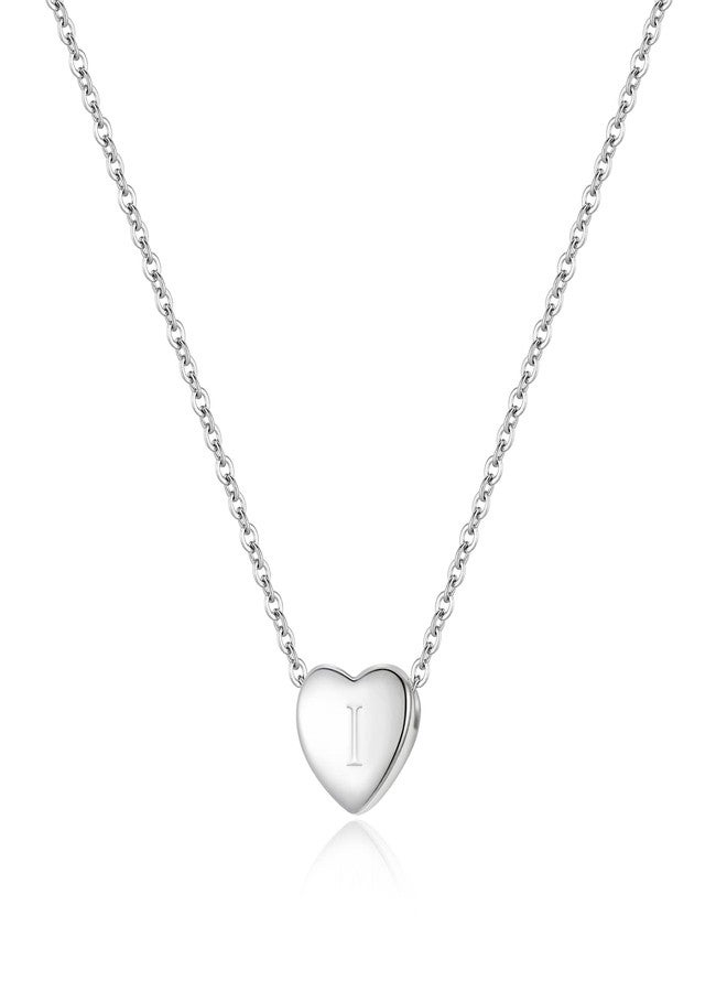 BriLove Dainty Real 925 Sterling Silver Tiny Initial Heart Pendant Choker Necklace for Mothers Day/Valentines Day/Birthday/Christmas/Anniversary Letter I - Image 1
