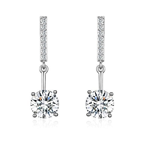 SBLING Platinum-Plated Cubic Zirconia Drop Earrings - Image 1