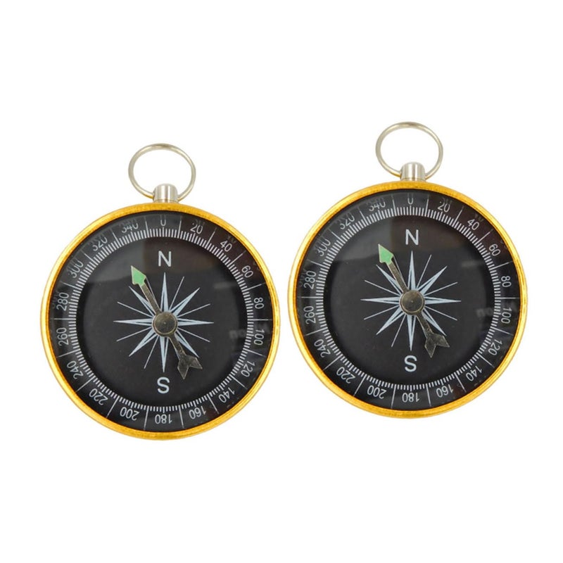 Gold Aluminum Alloy Mini Keychain Compass Portable Navigation Tool For Outdoor Hiking Camping - Image 2