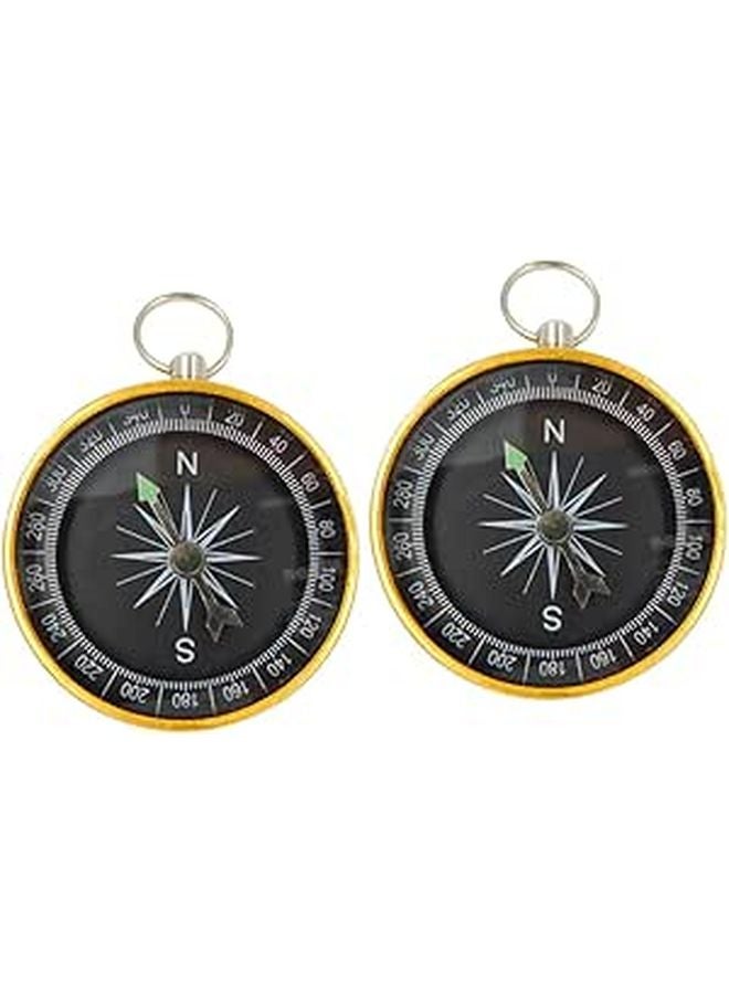 Gold Aluminum Alloy Mini Keychain Compass Portable Navigation Tool For Outdoor Hiking Camping - Image 1