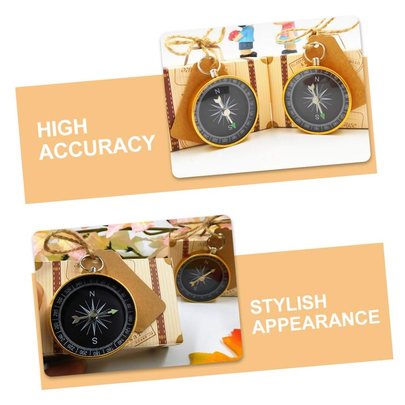 Gold Aluminum Alloy Mini Keychain Compass Portable Navigation Tool For Outdoor Hiking Camping - Image 4