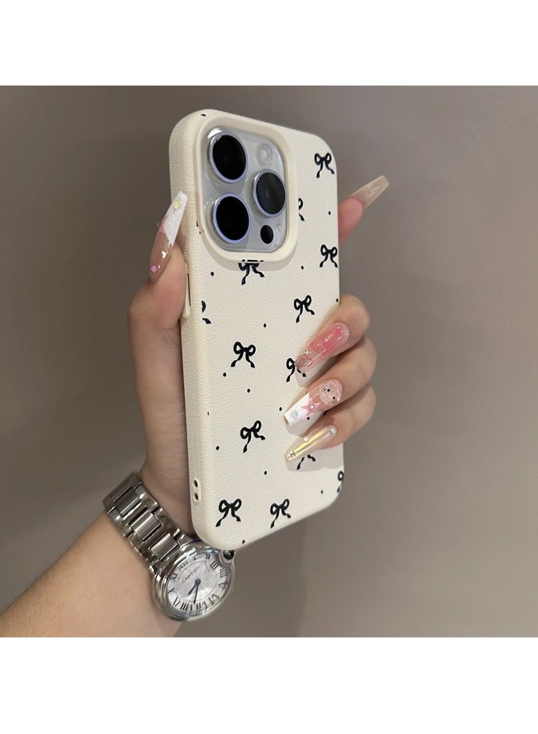 NIBEMINENT Simple Bow Protective TPU Case Cover For iPhone 15, White