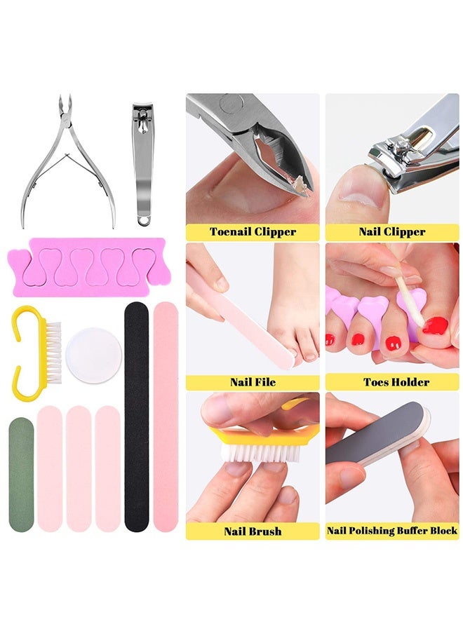 بونيتو مجموعة أدوات العناية بالأقدام، 30 في 1 مبردات أقدام مجموعة أدوات تنظيف الأقدام مزيل الجلد الميت مقشر أقدام للنساء والرجال للصالون أو المنزل (أصفر) - Image 5