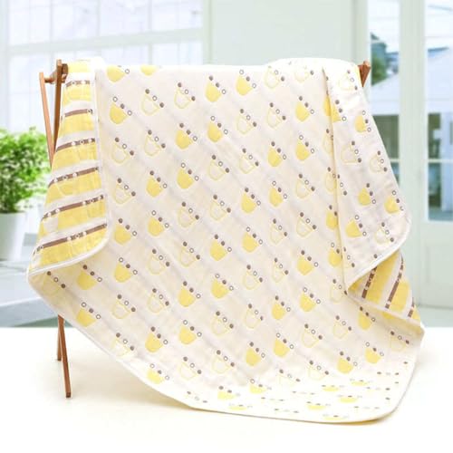 MumsLap Baby Muslin Blanket For Newborn | 6 Layer Gauze Cotton | Soft Swaddle Wrap Blanket/Quilt/Bath Towel/Nursing Cover/Crib Blankets For Boys And Girls (Yellow Crown), 200 tc - Image 1