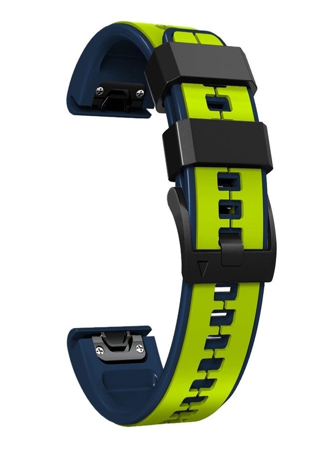 OUTVI 22mm quickfit watch band compatible with garmin fenix 8 47mm fenix 7 pro fenix 6 5 Epix Pro Gen 2 47mm only Forerunner 935 745 965 955 Sturdy silicone 22mm sport watch bands replacement men LIME GREEN - Image 1
