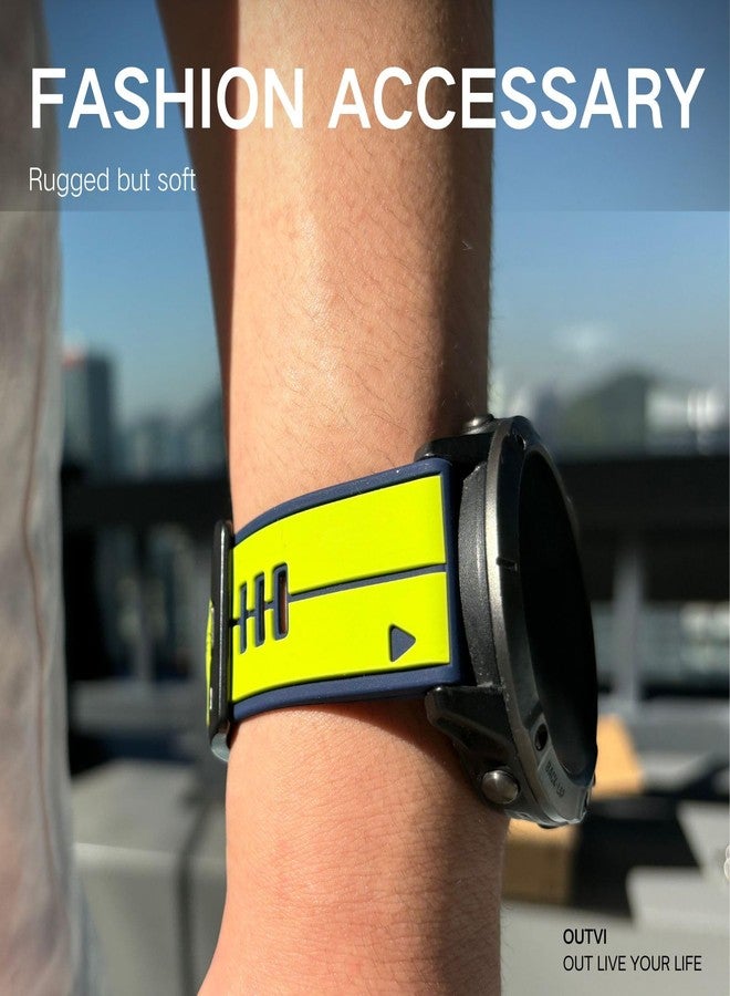 OUTVI 22mm quickfit watch band compatible with garmin fenix 8 47mm fenix 7 pro fenix 6 5 Epix Pro Gen 2 47mm only Forerunner 935 745 965 955 Sturdy silicone 22mm sport watch bands replacement men LIME GREEN - Image 5