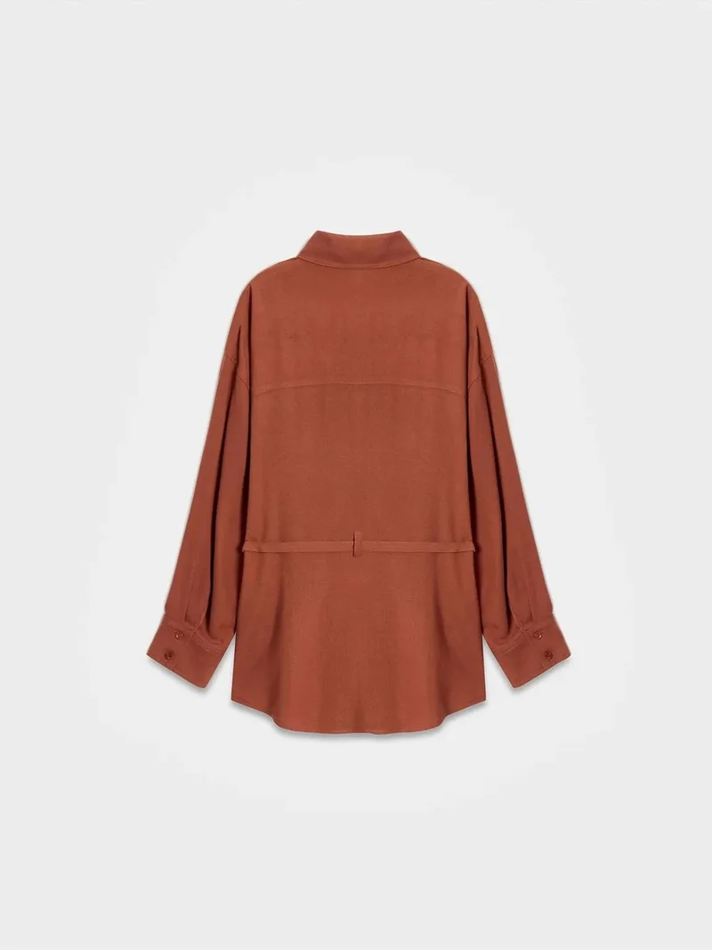 Dilvin DILVIN Long Belted Woven Shirt