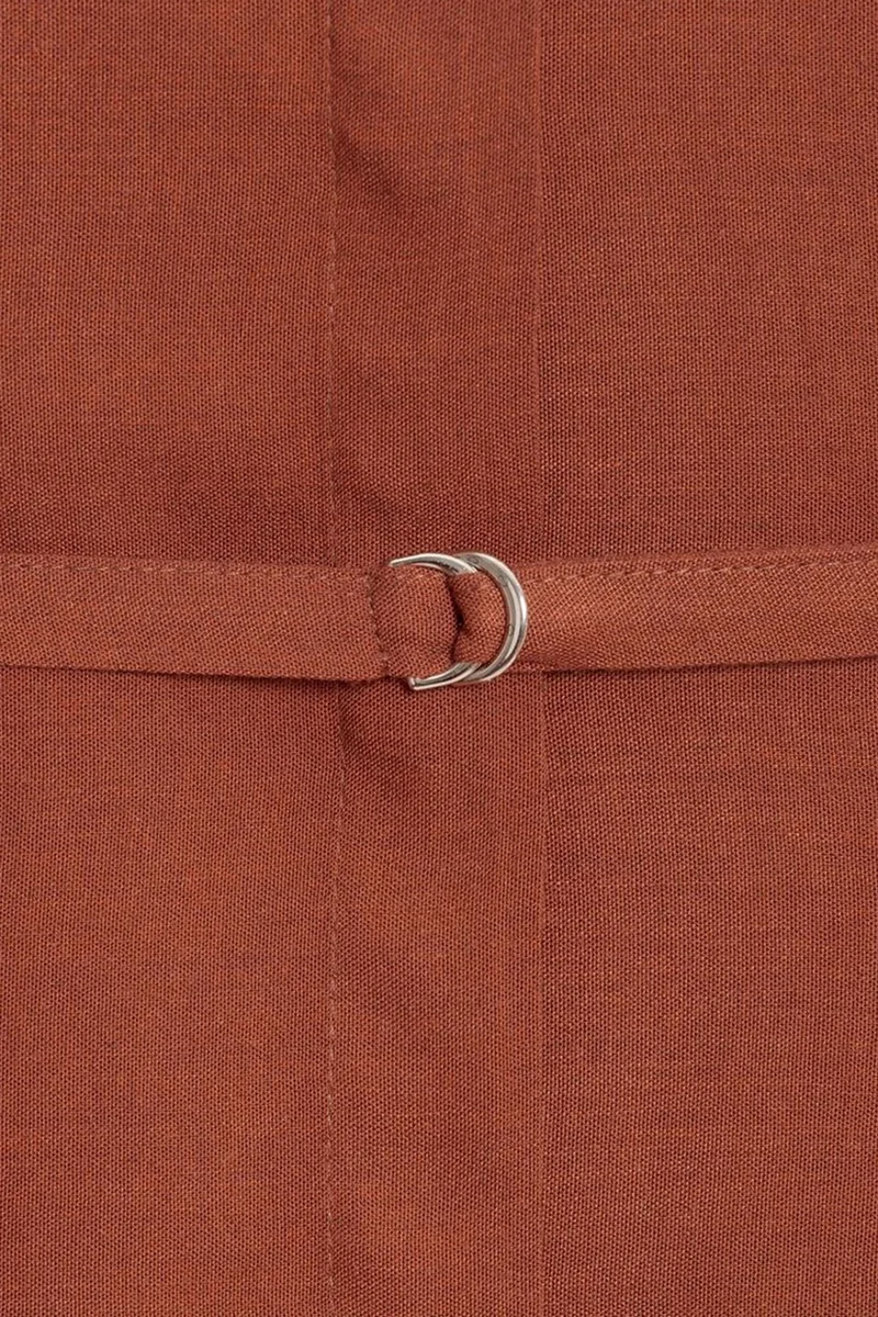 Dilvin Brick Red DILVIN Long Belted Woven Shirt for Women | Best Price UAE