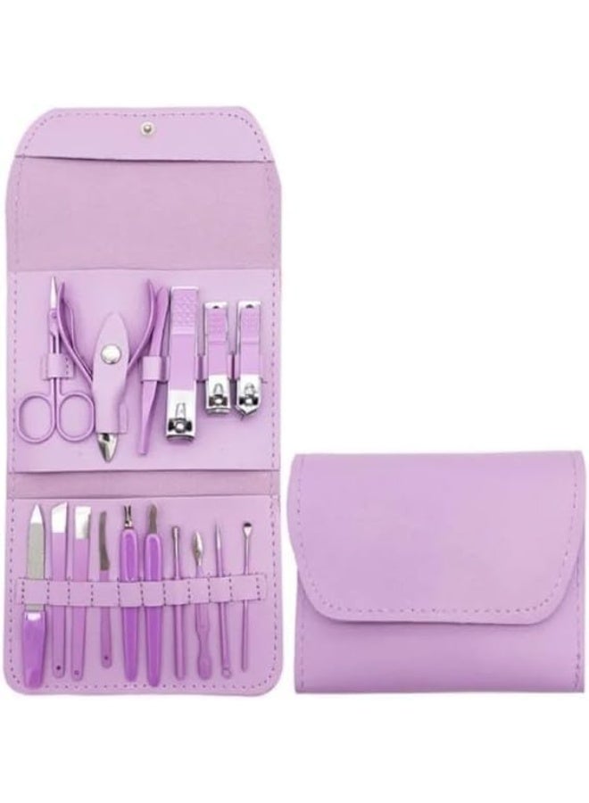 مجموعة العناية بالاظافر الاحترافية من 16 قطعة من الستانلس ستيل مع حافظة من الجلد الصناعي، 15×9×2.4 سم، للرجال والنساء، ادوات احترافية متعددة الوظائف - Image 5