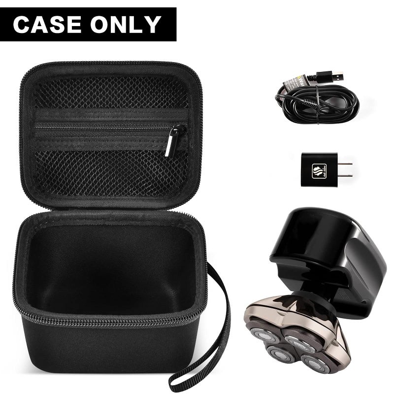 ANKHOH Case Compatible with Skull Shaver Electric Pitbull Pro Razor, Hard Travel Rotary Men Head Shavers Beard Trimmer Storage Bag with Zipper Mesh Pocket for Mustache Grooming Kit,Black-Only Box - Image 4