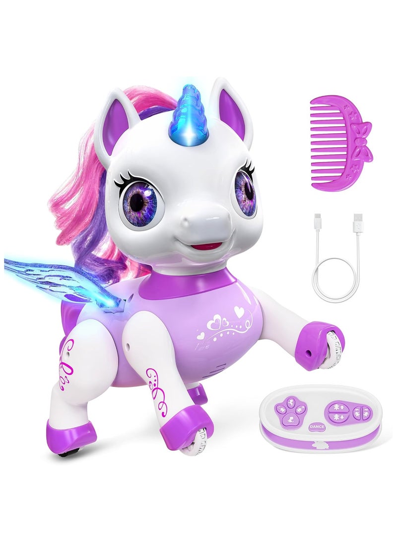Remote Control Unicorn Robot Toy for Girls LED Dancing Rechargeable STEM Learning Toys for Kids Preschool Children's Presents - Image 1
