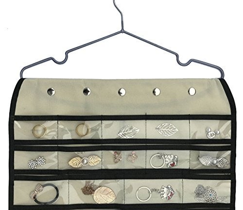 BB Brotrade Hanging Jewelry Organizer,Accessories Organizer,56 Pocket Organizer for Holding Jewelries (Beige-56 Pockets) - Image 4