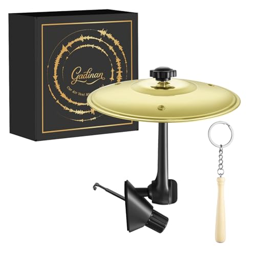 Gadinan Mini Car Drum Cymbal For Car Air Vent (Gold) – Crash Cymbal Dashboard Ornament Accessory for Musicians, Drummers, Music Lovers – Funny Auto Interior Gift for Men Women Teens - Image 1