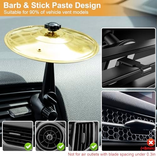 Gadinan Mini Car Drum Cymbal For Car Air Vent (Gold) – Crash Cymbal Dashboard Ornament Accessory for Musicians, Drummers, Music Lovers – Funny Auto Interior Gift for Men Women Teens - Image 5