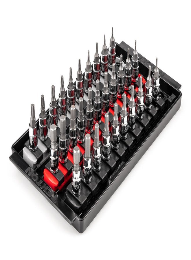 TEKTON 1/4 Inch Drive Hex and Torx Bit Socket Set with Rails and Tray, 31-Piece (5/64-5/16 in., 2-8 mm, T6-T30) | SHB90204 - Image 1