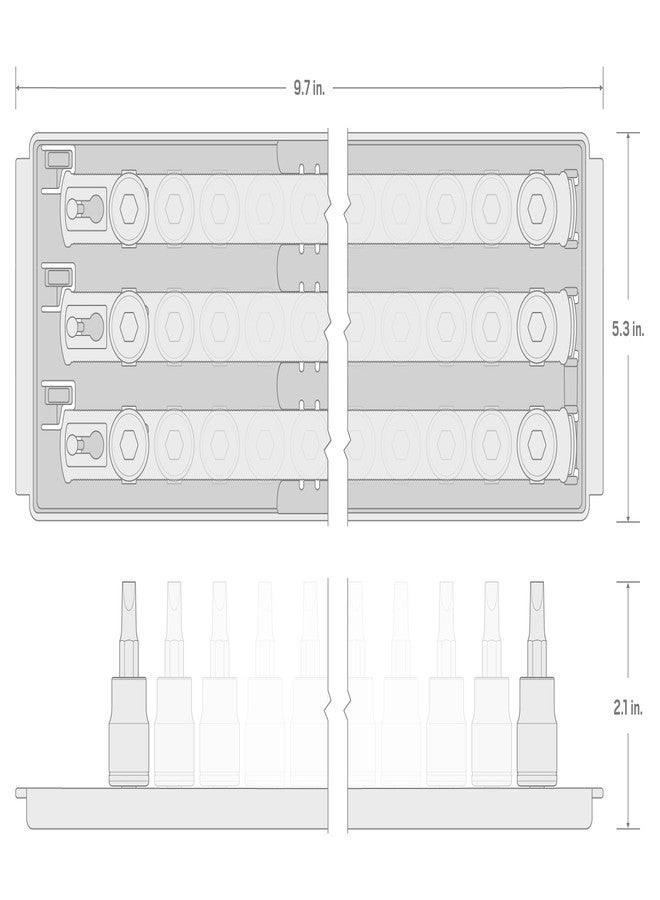 TEKTON 1/4 Inch Drive Hex and Torx Bit Socket Set with Rails and Tray, 31-Piece (5/64-5/16 in., 2-8 mm, T6-T30) | SHB90204 - Image 5