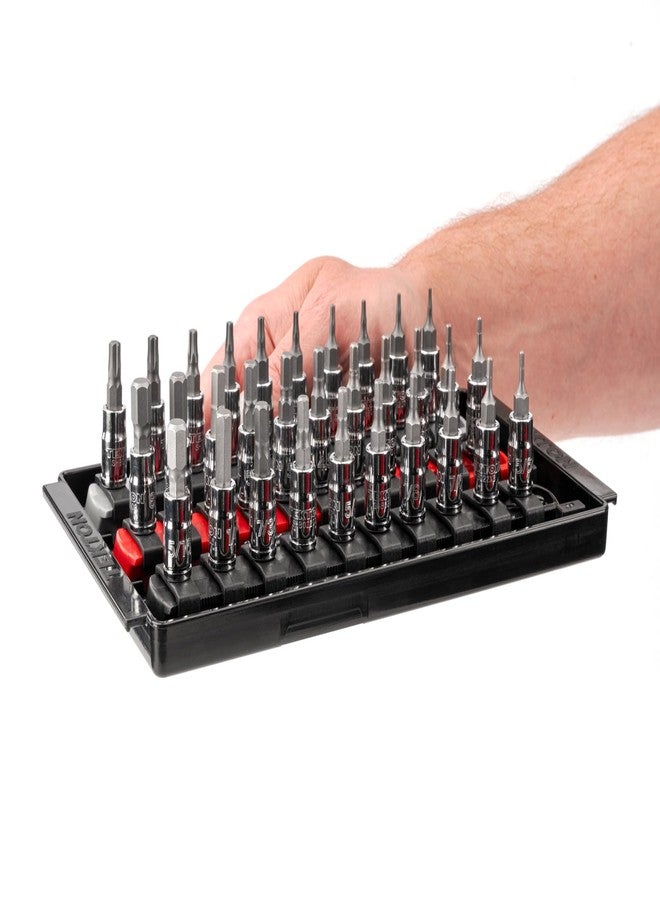 TEKTON 1/4 Inch Drive Hex and Torx Bit Socket Set with Rails and Tray, 31-Piece (5/64-5/16 in., 2-8 mm, T6-T30) | SHB90204 - Image 3
