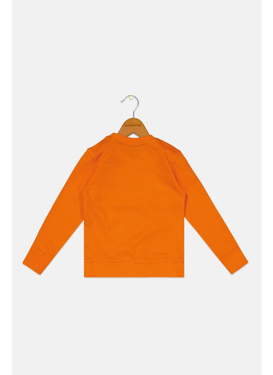 Nautica Competition Toddlers Boy Crew Neck Long Sleeve Brand Logo Sweatshirt, Orange  - Image 2