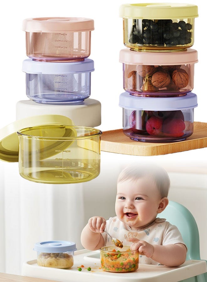 6 PCS Baby Food Storage with Lid, Reusable Infant Food Containers Jars, Leak-Proof Snack Container for Infant & Babies, Microwave Dishwasher Friendly, 60ml