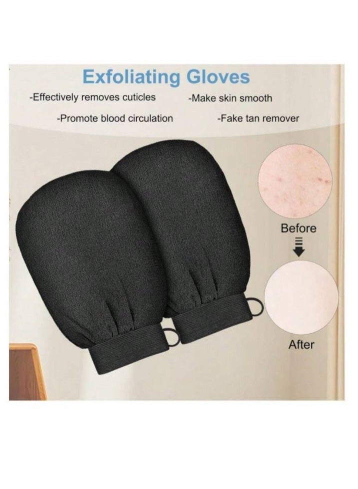 2 Pieces Original Shower Moroccan Glove Black Moroccon Loofah for body scrub - Image 1
