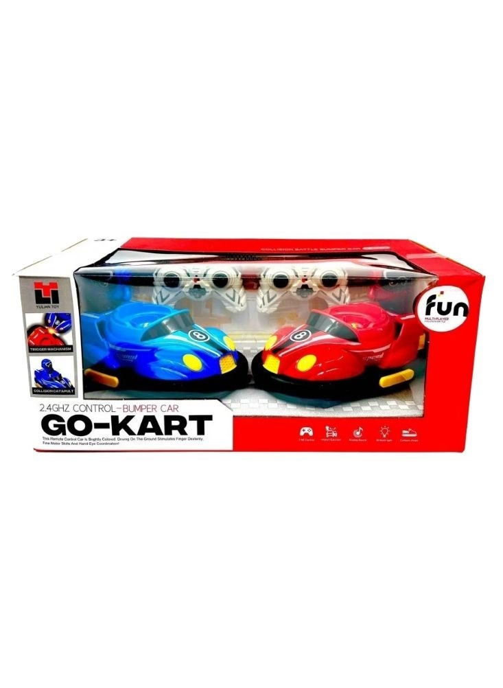 بريميم مجموعة سيارات التصادم آر سي غو كارت – سيارات سباق حمراء وزرقاء تعمل بجهاز تحكم عن بعد مع خاصية التصادم - Image 2