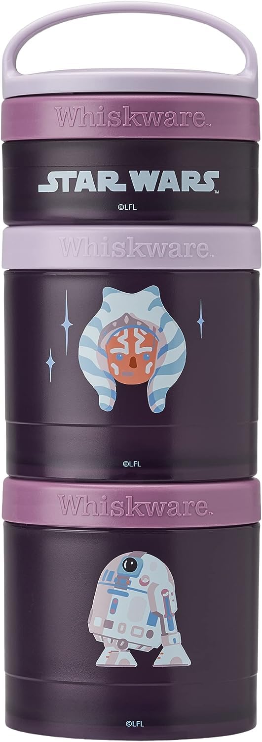 Whiskware Star Wars Stackable Snack Containers for Kids and Toddlers 3 Stackable Snack Cups for School or Travel Ashoka and R2D2