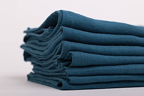 Meshwo Meshwo Linen Napkins Cloth Napkin Set Dinner Wedding Napkins Table Napkins Set of 6 Large 43 x 43 cm 17 x 17 inch Cotton Party Fabric Machine Washable for Home Restaurant Hotel Teal Blue  - Image 3
