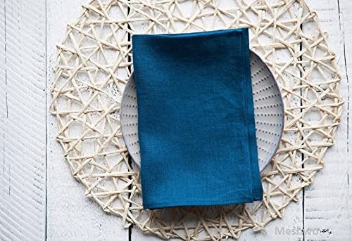 Meshwo Meshwo Linen Napkins Cloth Napkin Set Dinner Wedding Napkins Table Napkins Set of 6 Large 43 x 43 cm 17 x 17 inch Cotton Party Fabric Machine Washable for Home Restaurant Hotel Teal Blue  - Image 2