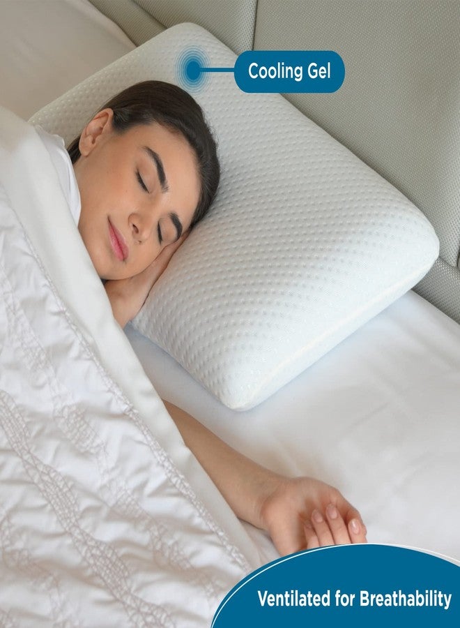 Sleepsia Cool Gel Ventilated Memory Foam Standard Pillow - Best Neck & Shoulder Pain Relief Pillow, Comfortable Sleep, Orthopedic Neck Pain, Washable Cover 24" LX14.5 WX4.5 H (Pack of 2) - Image 5