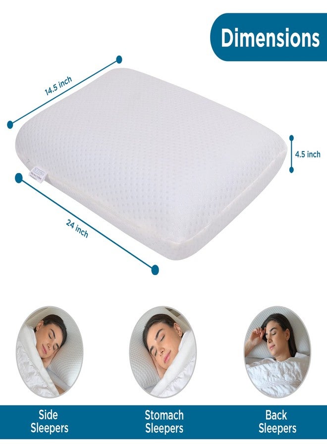 Sleepsia Cool Gel Ventilated Memory Foam Standard Pillow - Best Neck & Shoulder Pain Relief Pillow, Comfortable Sleep, Orthopedic Neck Pain, Washable Cover 24" LX14.5 WX4.5 H (Pack of 2) - Image 3